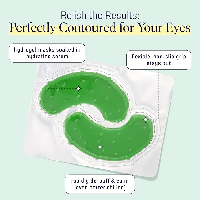 SpaLife In a Pickle Hydrogel Under Eye Patches for Dark Circles | Pickle Under Eye Patches for Puffy Eyes | Hydrating Undereye Masks for Bags and Puffiness | Pack of 8 Pairs (8 Undereye Treatments)