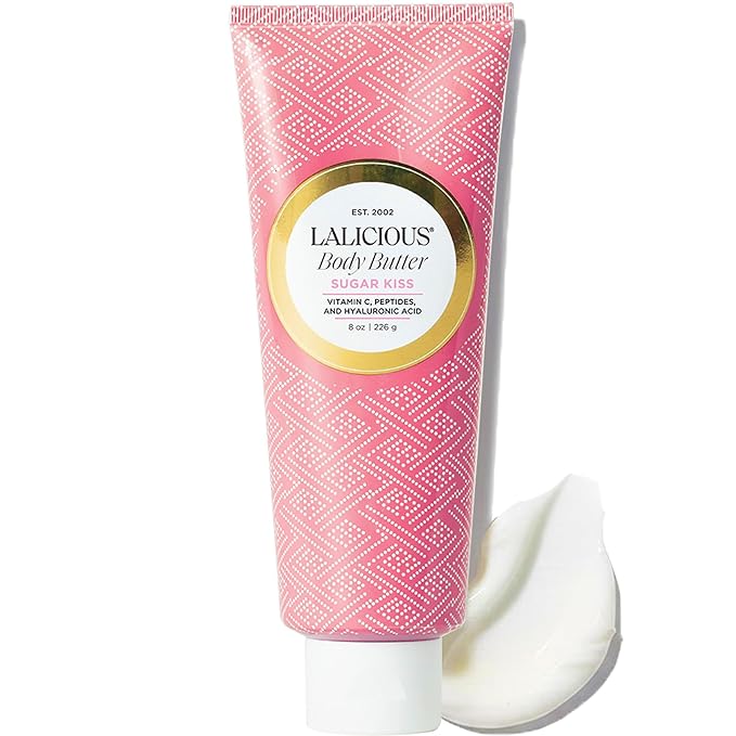 LaLicious Sugar Kiss® Whipped Body Butter 8oz | Ultra-Hydrating Shea Butter Body Cream with Hyaluronic Acid, Vitamin C & Peptides | Moisturizing Lotion for Dry Skin | Firming & Skin-Softening