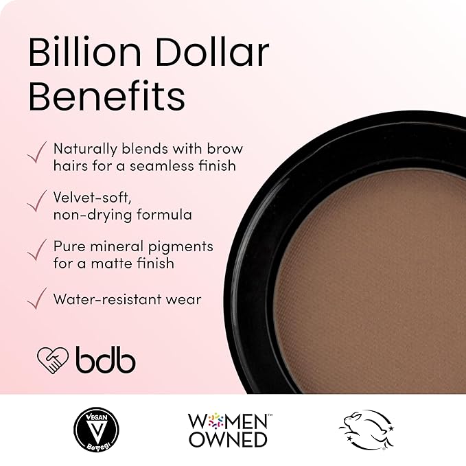 Billion Dollar Brows Eyebrow Powder, Light Brown - Velvet Smooth Pressed Brow Filler - Buildable Water-Resistant Formula for Full Fluffy Brows - Vegan & Cruelty-Free Eye Makeup - 0.07 oz