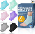 TEAWOO Moisturizing Heel Socks - 6 Pairs for Dry Cracked Feet, Toeless Gel Socks for Hydration and Repair