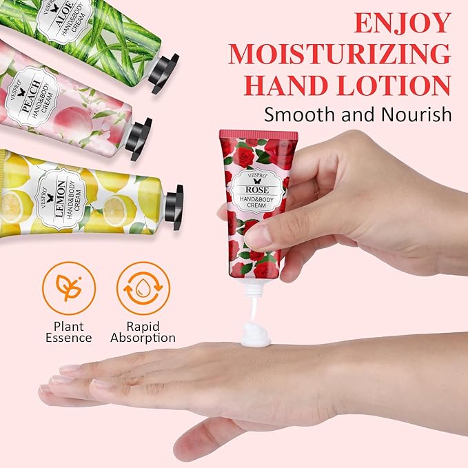 VESPRO 210 Pack Moisturizing Hand Cream Gifts Set, Mothers Day Gifts, Hand Lotion Travel Size for Dry Cracked Hands, Bulk Hand Lotion for Teacher Gifts, Nurse Gifts, Bridesmaid Gifts, Small Gifts
