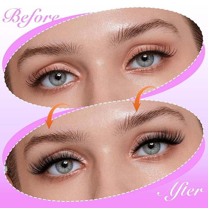 Natural Self Adhesive Eyelashes Wispy Self Adhesive Lashes 3D No Glue Lashes Reusable Cat Eye Lash Faux Mink Eyelashes 5 Pairs by ZANLUFLY