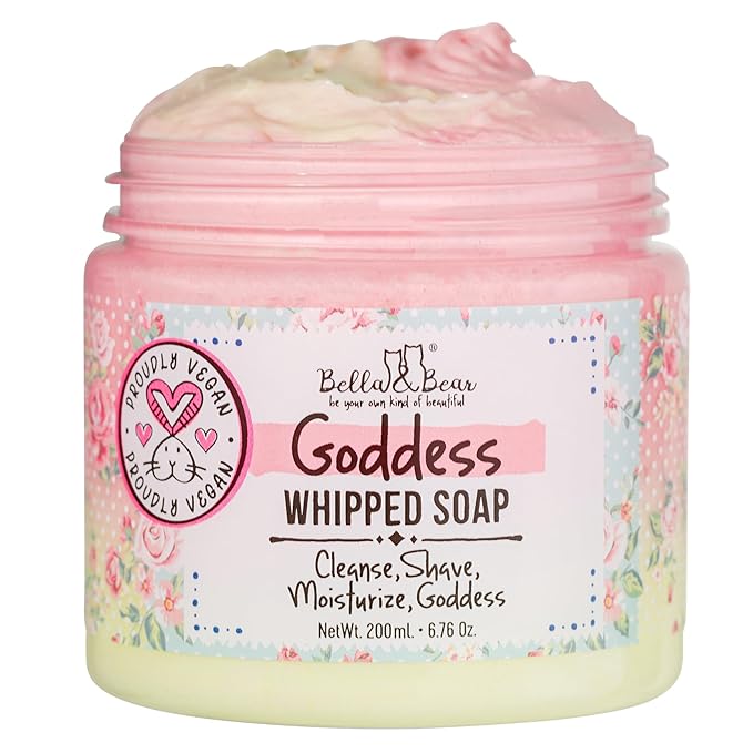 Bella & Bear Goddess Whipped Soap - Moisturizing Whipped Soap Cream and Body Wash Skin Care Product - Paraben Free, Cruelty-Free, Vegan Shaving Cream Shower Essential
