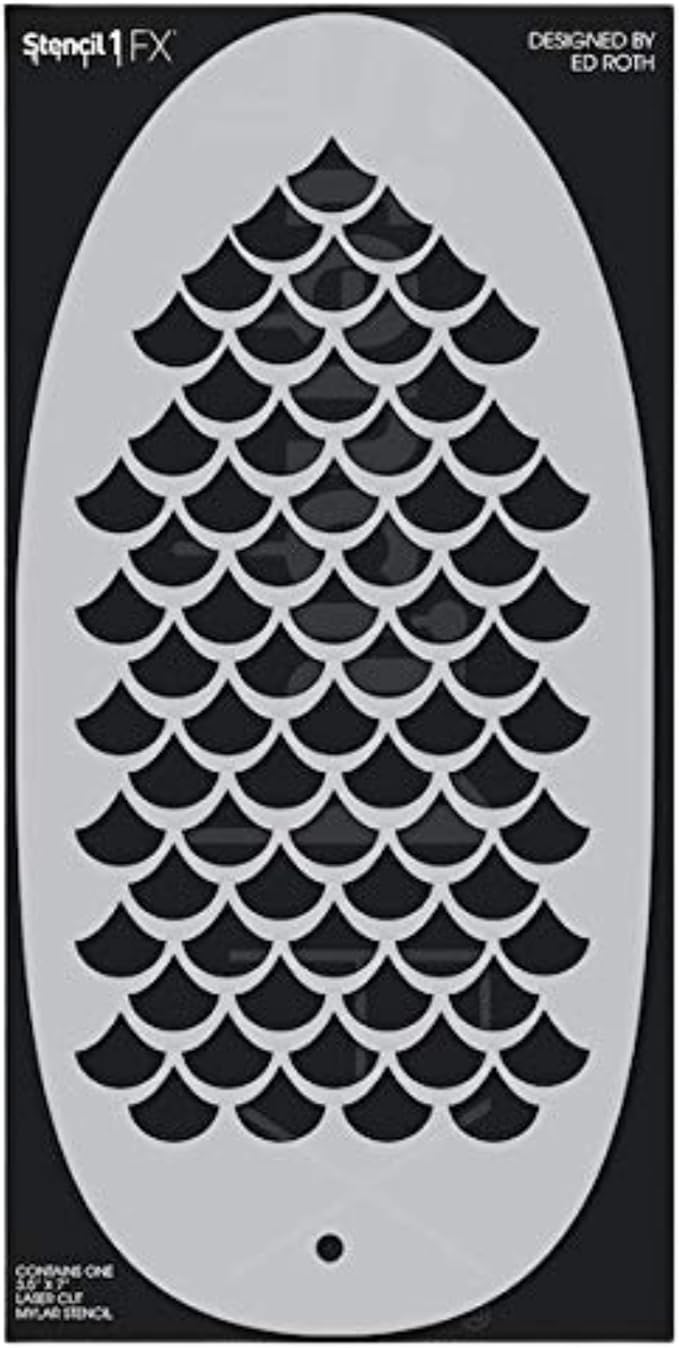 Stencil1FX - Mermaid Scales Eye Makeup Stencil for Costumes, Dress Up, Halloween, Cosplay, Face Painting, Raves, Festivals, Parades, Parties