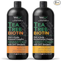 Tea Tree Oil Shampoo and Conditioner Set with Biotin, DHT Blockers, Itchy Scalp Relief, Supports Thicker-Looking Hair, Cleanses Dandruff & Buildup, For Men & Women, Made in USA, 16 fl oz Each