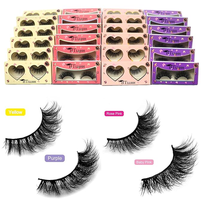 24 Pairs Cross Artificial eyelashes Fluffy False Eyelashes 4 Style Natural Look Volume Lashes Handmade Full Strip Dramatic 3D Lashes Makeup At home