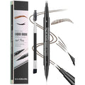 Microblading Eyebrow Pen, 2 in 1 Dual Ended Eyebrow Pencil, Curved Eyebrow Pencil with Micro-Fork-Tip & Precise Brush-Tip, Waterproof and Last All Day for Natural Hair-Like Brows (03#DARK BROWN)