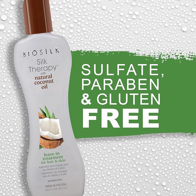 BioSilk Silk Therapy with Natural Coconut Oil,Leave-In Hair Treatment Cream for Frizz Control&Shine,Strengthens&Smooths Dry,Damaged Hair,Sulfate-Free,Paraben-Free, Cruelty-Free, 5.64 Fl Oz (Pack of 2)
