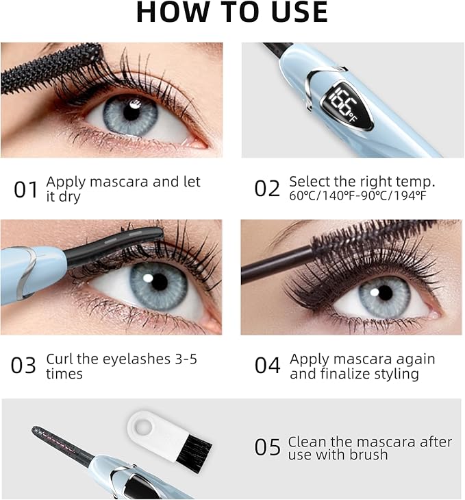 Heated Eyelash Curler, S600 Heated Lash Curler, Accurate Temperature Control Electric Eyelash Curler Heated - Intelligent Power Off, Long Lasting (Mystic Blue/Silver, S600-148MM)