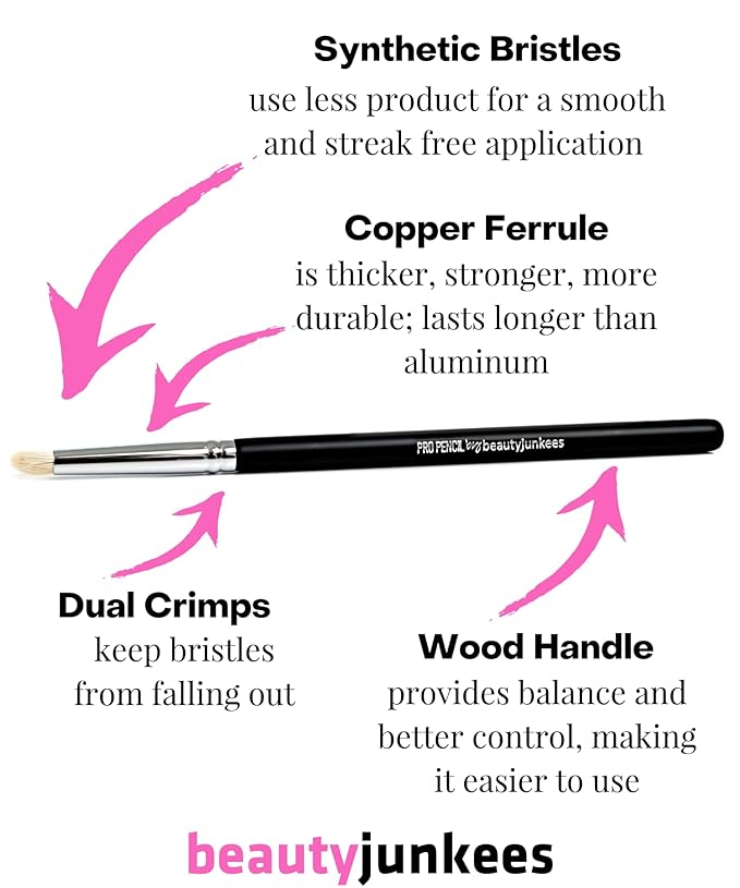 Beauty Junkees Pencil Brush Eye Makeup - Small Eyeshadow Brush for Blending and Smudging