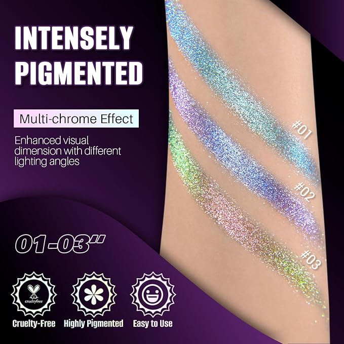 CHARMACY Multichrome Glitter Eyeshadow, Intense Color Shifting Creamy Eye Shadows, Highly Pigmented, Metallic Shimmer Eyeshadow #812