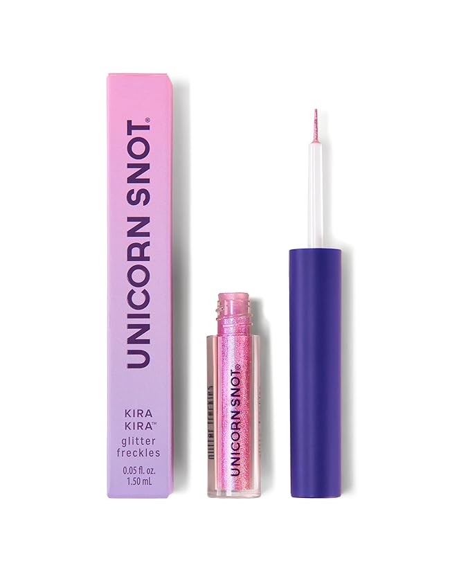 Unicorn Snot KiraKira Glitter Freckle Pen – Duochrome Color Shifting Vegan Eyeliner & Face Paint, Waterproof Precision Brush, 0.05 fl oz – Mood (Purple to Pink)