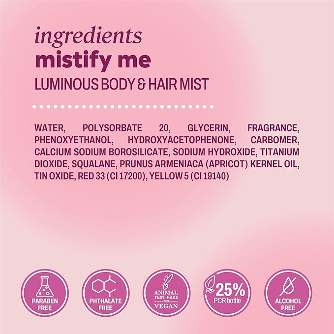 Onyx Professional Hydrating Body and Hair Mist, Berries and Blossoms, 6.5 fl oz, 2pk - Shimmer Hair and Body Mist Creates a Radiant Glow with Lightweight Moisture