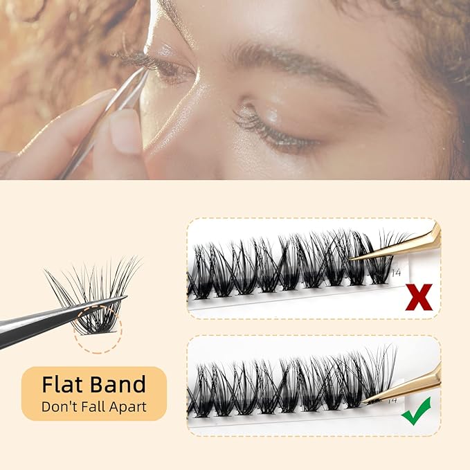 QUEWEL Cluster Lashes 240Pcs Individual Lashes 40D 0.07D Curl Mix8-14mm Lash Extensions Clusters Lash Soft&Natural False Eyelashes Individual DIY Eyelash Extension at Home(40D 0.07D MIX8-14)