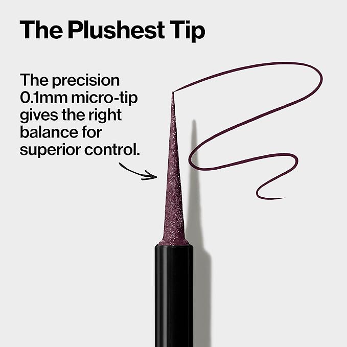 REVLON ColorStay Micro Easy Precision Liquid Eyeliner, Waterproof, Smudgeproof, Longwearing with Felt Tip Applicator, 303 But First, Wine, 0.057 fl oz