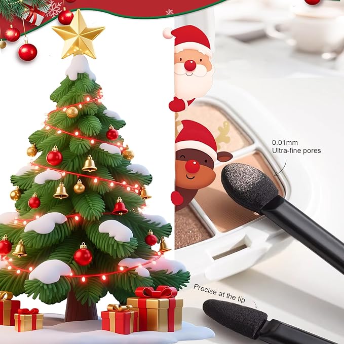 50 PCS Professional Disposable Dual Side Sponge Eyeshadow Brush, Double Head Eye shadow Brushes Makeup Applicator Cosmetic Tools(Length: 9.5 cm, Flat Handle, Black)