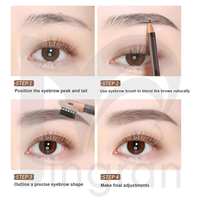 6pcs 2mm Ultra-Thin Eyebrow Pencil with Brush Waterproof Long-Lasting Slim Eyebrow Pencil Peel off Microblading Mapping Pencils (Mix 6 Colors)