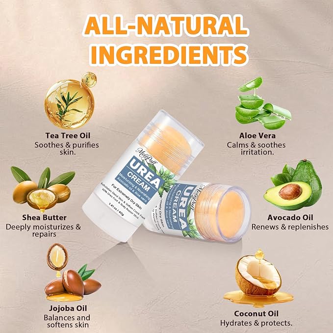 60% Urea Cream Stick plus 2% Salicylic Acid - Maximum Strength Repair Balm for Extremely Dry Skin & Cracked Heels, All-in-1 Callus Remover & Moisturizer, Softens Rough Skin - 1.41oz