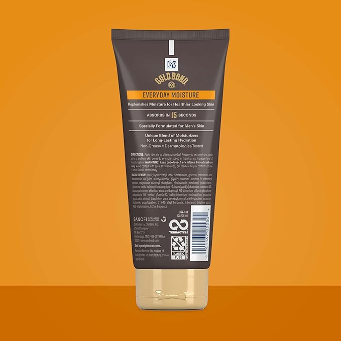 Gold Bond Men's Essentials Everyday Moisture Daily Body & Hand Cream, 6.5 oz., With Vitamin C (Pack of 2)