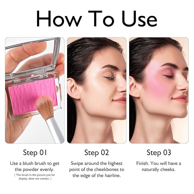 KYDA Powder Blush, Radiant Glow Face Blush, Buildable Matte Cheeks Color, Ultra-fine Lightweight Powder Blusher, Lasting Moisturizing, Mahogany