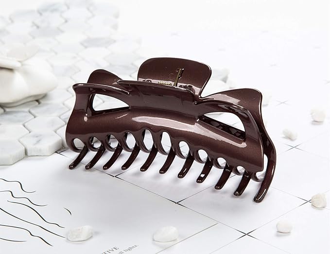 Thick Hair Super Large Clips Crystal Plastic Claw Clamps Hairgrips Clips Accessories for Women, 2 pack. (D)