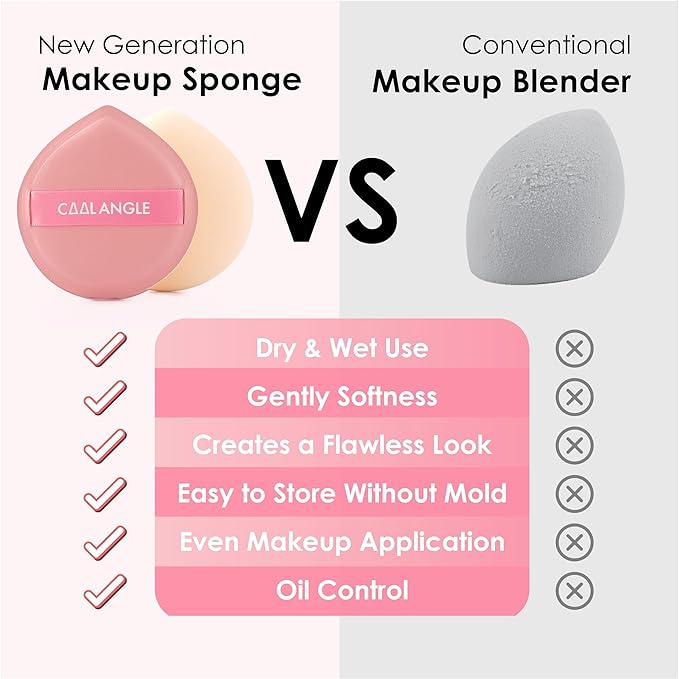 COOL-ANGLE 5Pcs Pink Makeup Sponge For Foundation Concealer And Powder, latex free Blender Sponge For Natural And Easy Makeup Soft Long-lasting And Beginner-friendly, Medium
