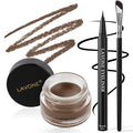 LAVONE Eyeliner Set - Waterproof Makeup Kit with Liquid Eye Liner Pencil, Gel Eyeliner and Angled Eye Liner Brush, Waterproof, Smudge Resistant, Long Lasting Formula - Brunette