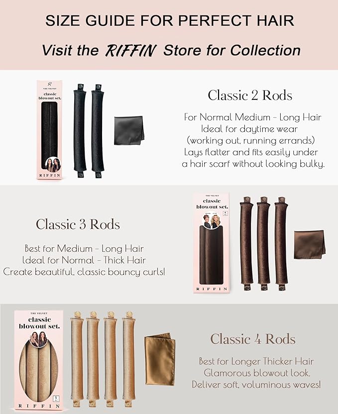 Classic Velvet Heatless Hair Curler Curling Rod Set - Soft Jumbo Large Flexi Rods Hair Rollers Curlers to Sleep In for Women, No Heat Heatless Curls Overnight Rods for Long Hair Volume Look