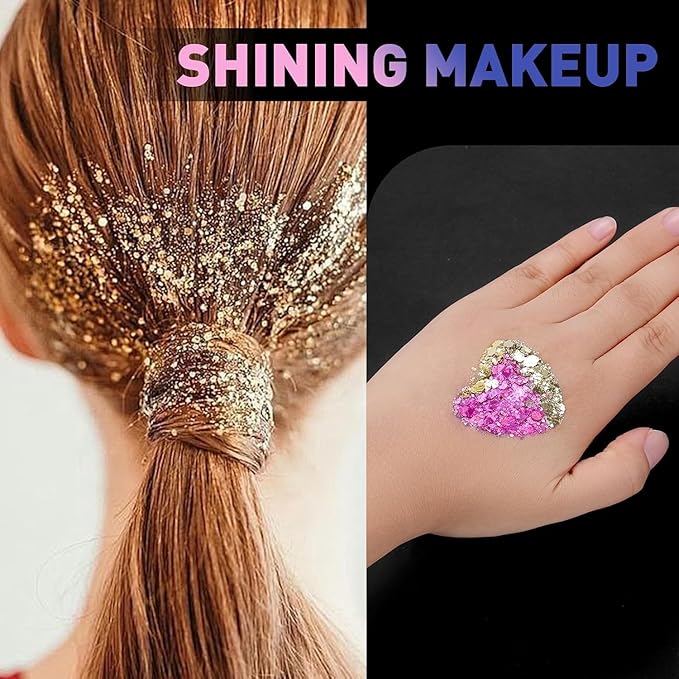 AROIC 40 Colors Body Glitter, Mardi Gras Accessories Hair Glitter for Kids Women Glow in The Dark, Eyeshadow Face Sparkles, Makeup Festivals, Raves, Cosplay, Concerts Face Paint St Patricks Day Gifts