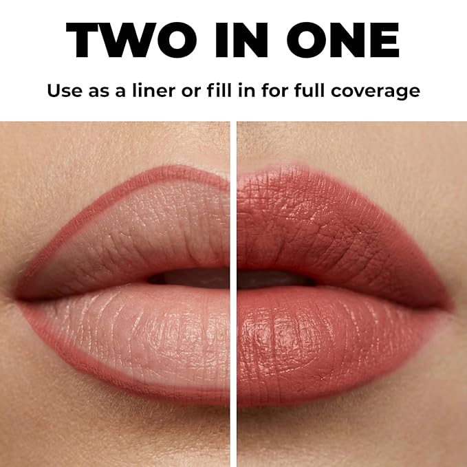 Lamel Gel Lip Liner Pencil - Rose Plum - 2-in-1 Waterproof Lip Liner - 8-Hour Wear, Creamy Texture, Sharpenable, High Pigment - Provides Smooth Finish or Full Coverage - N.408