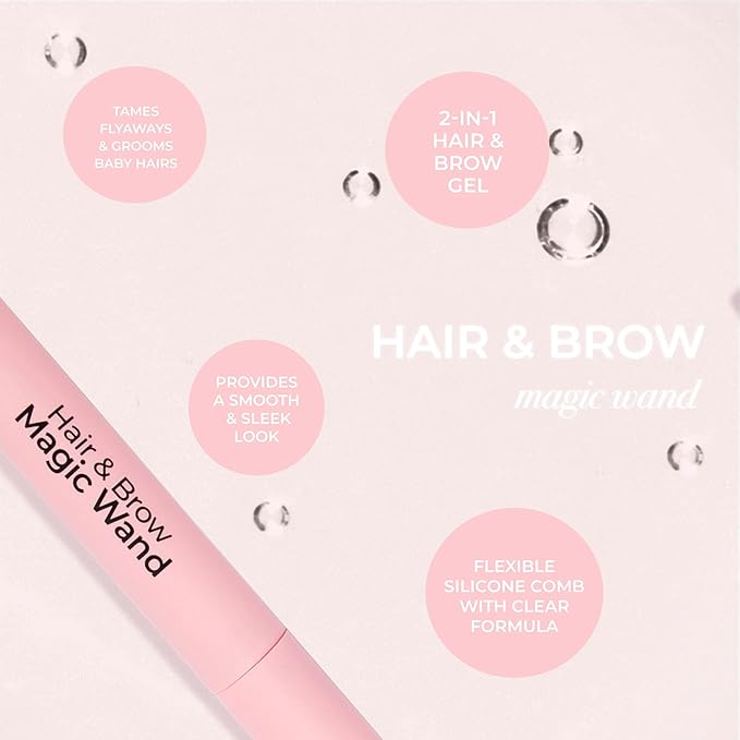 MCoBeauty - Hair & Brow Magic Wand - 2-in-1 Gel for Taming Baby Hairs & Shaping Eyebrows - Flexible Silicone Brush with Bristles - Versatile Brow and Baby Hair Gel - Stocking Stuffers