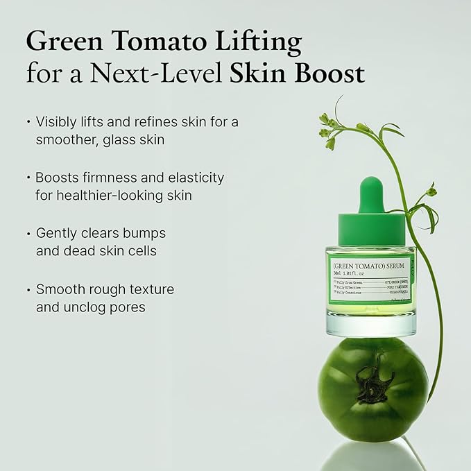 FULLY Green Tomato Serum, Pore Tightening with 67% Green Tomato Extract, Vit C and PHA, Elastcity Boosting and Skin Moisturization, Fragrance Free, Vegan & Dermatologically Tested, 1.01 fl.oz