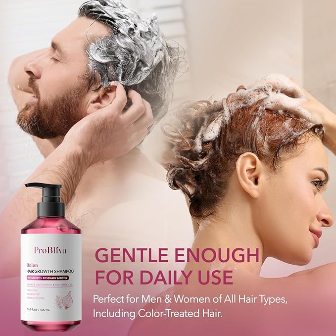 ProBliva Onion Shampoo for Hair Growth: Onion Hydrosol Shampoo with Biotin and Rosemary for Hair Loss and Thinning Hair - Promotes Healthier, Thicker and Stronger Hair for Women and Men