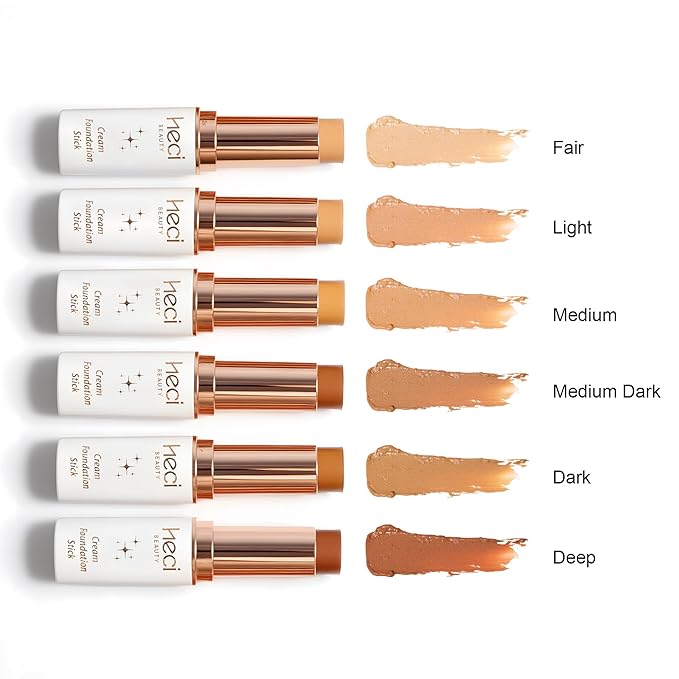 HECI BEAUTY Tinted Foundation Stick, Balm to Cream Foundation with Light to Medium Coverage, Infused with Hydrating Ingredients, Medium Dark 04, 0.25 oz