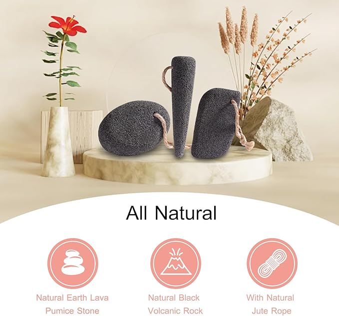 SAMEBUTECO 3 Shapes Natural Volcanic Pumice Stone for Feet Pumice Cleaning Stone for Sole of The Foot,Edges of The Foot,Toe Seams,Foot Scrubber for Dead Skin Remover Deep Clean
