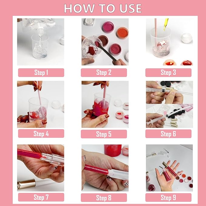 TSVATE Lip Gloss Making Kit, Lip Gloss Kit, Diy Lipgloss Set, Fun Make Your Own Lipgloss Kids Lip Gloss for Girls, Women, Moisturizing Lip Gloss Base, Jojoba Oil, Tubes, Gift for Her