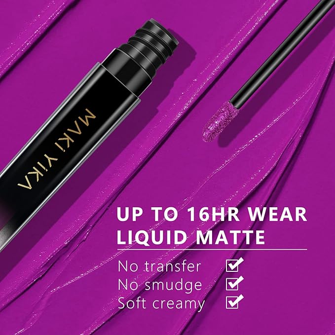 MAKI YIKA Purple Lipstick for Women Color Stay Long Lasting Lipsticks No Smudge Matte Liquid Lipstick Transferproof Cruelty-Free Lip Color for Mother's Day, Pearl Purple