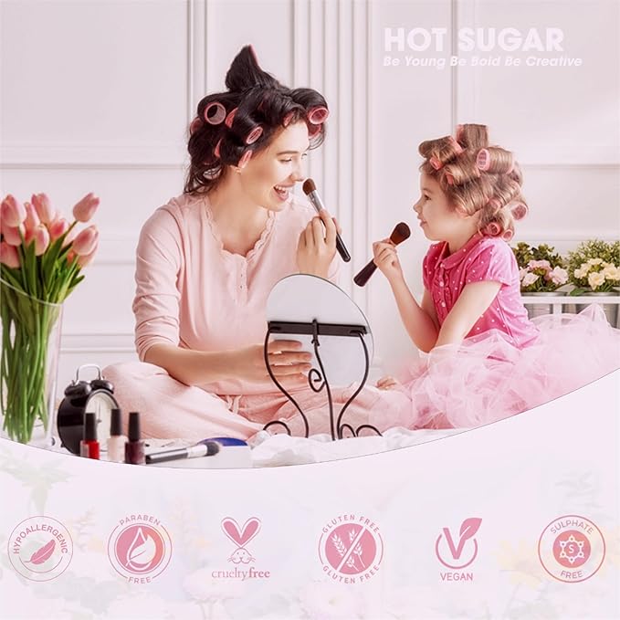 Hot Sugar Girls Makeup Kit for Teenagers 13-15 Includes Eyeshadow Lip Gloss Blush Highlighter Contour Brush (Pink Unicorn)