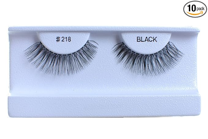 10 Pairs 100% Human Hair False Eyelashes Natural Black #218