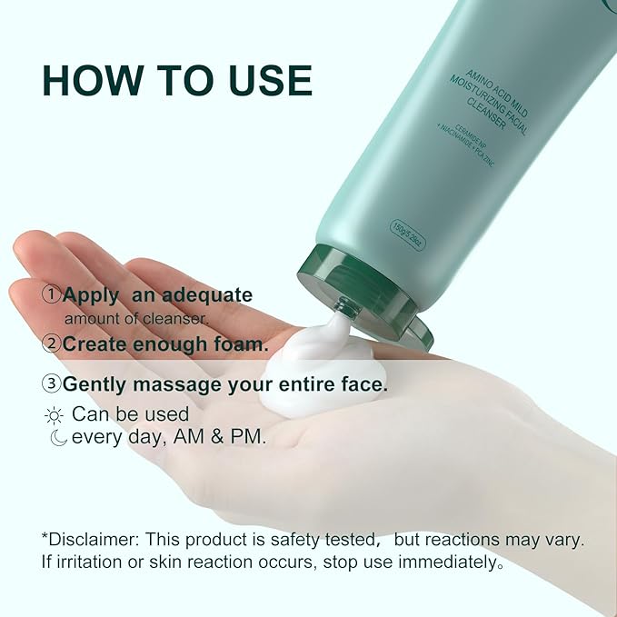 Gentle Facial Cleanser, Glycerin for Hydrating, Gentle Coconut-derived Cleansing Agents, Niacinamide (Vitamin B3) + Zinc PCA for Sebum Control, Ceramide NP + Centella for Calm (5.29oz.)