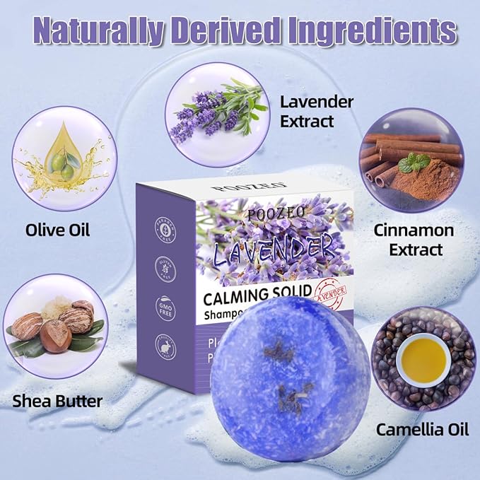DBEAUTYM 2 Pack Lavender Shampoo Bar,Solid Hair Bar And Conditioner Effect Hair Soap,Organic Shampoo Bars For Hair With All Natural Plant Based Essential Oils,Stocking Stuffers,Gifts for Women