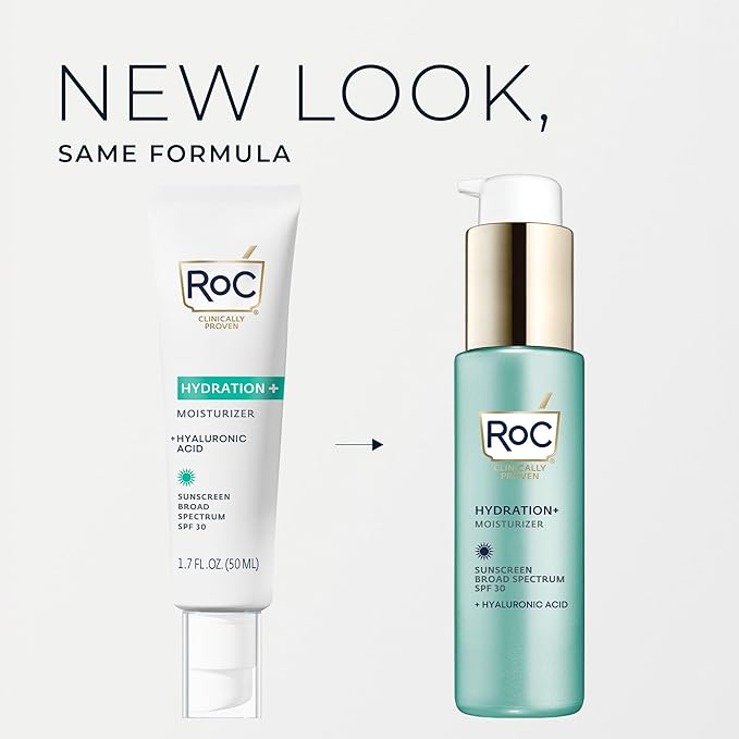 RoC Multi Correxion 1.5% Pure Hyaluronic Acid Anti Aging Daily Face Moisturizer with Sunscreen, SPF 30 Broad Spectrum Moisturizer + Retinol Eye Cream Packette