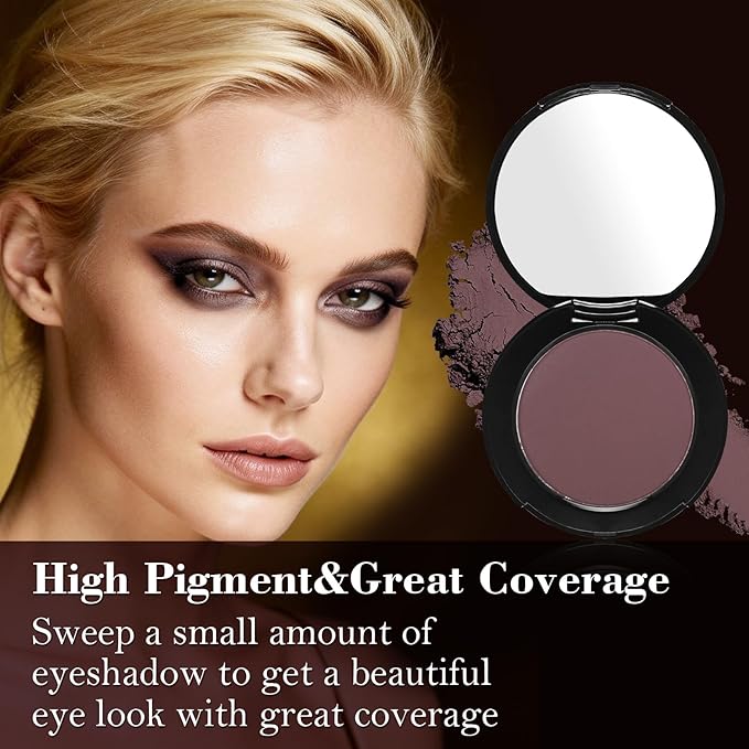 MEICOLY Velvet Plum Single Eyeshadow,Cream Matte Eye Shadow,Pressed Powder Eyeshadow,Matte Shade Eyelid Color Eye Makeup for Women and Girls,High Pigment,Long Wear,Waterproof,Natural,Intense Color