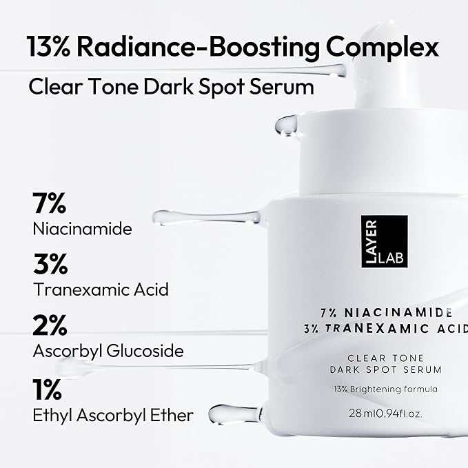 LAYERLAB Niacinamide 7% & Tranexamic Acid 3% Dark Spot Appearance Serum | 13% Radiance Complex Visibly Evens Skin Tone Look | Hydrating K-Beauty Skincare 0.94 fl.oz