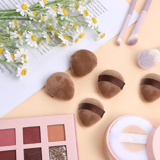Giantree 6Pcs Mini Powder Puff, Setting Powder Puff, Mini Powder Finger Puff, Triangle Makeup Puff for Foundation Setting, Cushion Puff for Women Girls(Style A)