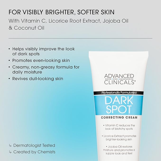 Advanced Clinicals Dark Spot Vitamin C Cream For Face, Hand & Body Lotion, Anti Aging Therapeutic Skin Care Moisturizer Lotion Reduces Appearance Of Age Spots, Blotchy Skin, & Wrinkles, Large 8 Fl Oz