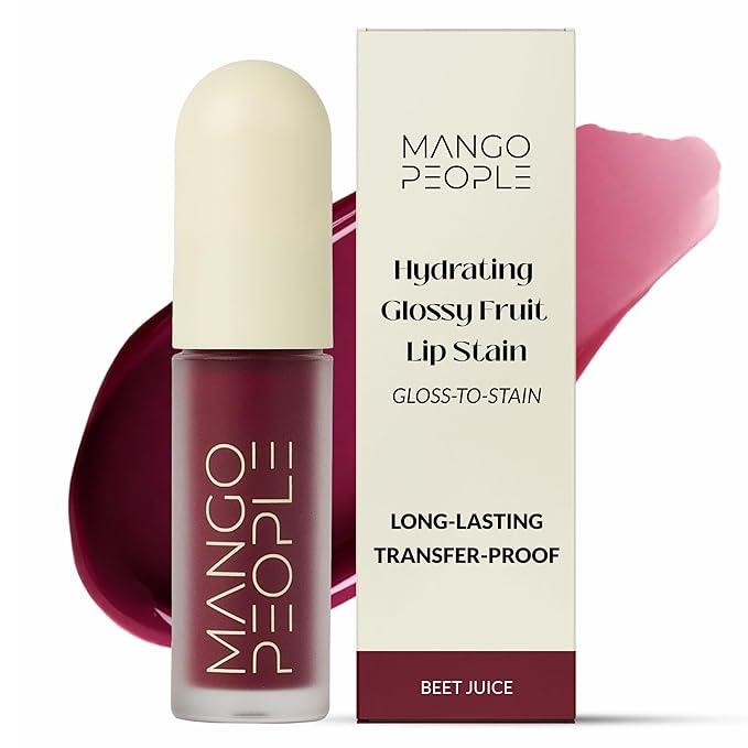 Mango People Hydrating Glossy Fruit Lip Stain, Long Lasting Tint & Oil Stain, Lightweight Lip Makeup with High-Shine Finish for Soft, Smooth and Nourished Lips - Beet Juice