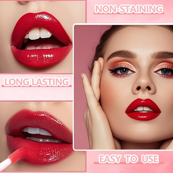 Eakroo 6 Colors Lip Tint Stain Mini Liquid Lipstick, Lip Gloss for Women, Lip Oil Stain, Lip Stain Long Lasting Waterproof, Lip Makeup, Korean Makeup, Cute Stuff, Non-Stick Cup, High Pigment
