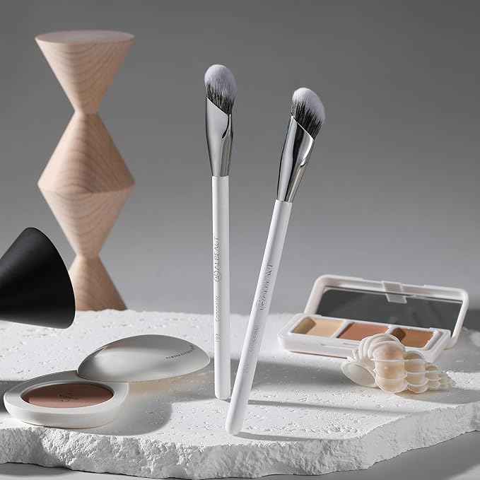 Albeaut Concealer Makeup Brushes 2 PCS Angled Brushes for Liquid, Cream, Stick Concealer Foundation Nose Contour Eyeshadow Blending(193-2pcs)