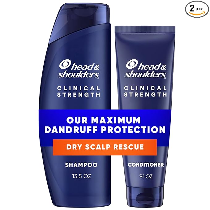 Head & Shoulders Anti-Dandruff Shampoo, Clinical Strength Dry Scalp Rescue, 1% Selenium Sulfide, Seborrheic Dermatitis Relief, Dry Scalp, 13.5 fl oz + Conditioner, 9.1oz